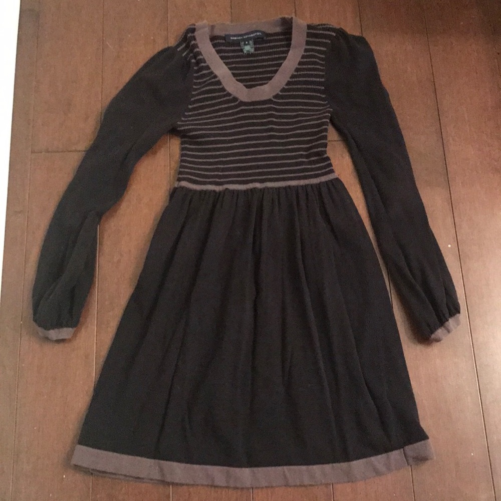 French connection striped puff sleeve skater dress